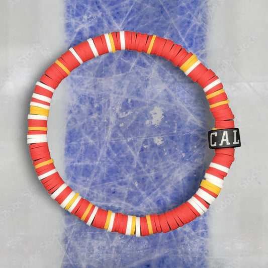 Slay Bands Calgary Hockey Team Color Bracelet – Home Edition – Unisex Game Day Sports Fan Jewelry